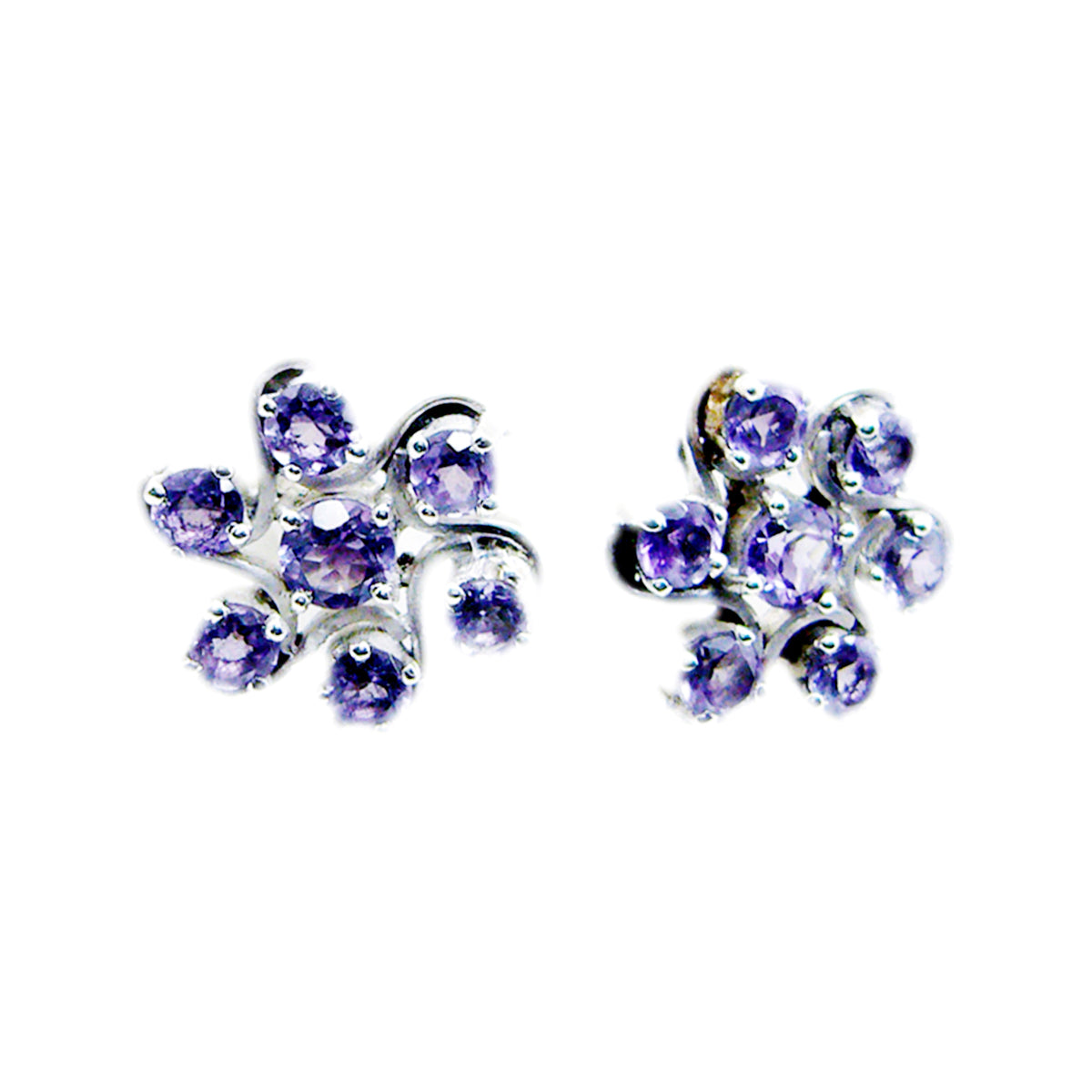 Sakura Purple Stud Earrings with Elegant Design Amethyst Purple Stud