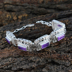 Isla Purple Tennis Bracelet with Decorative Silver Design