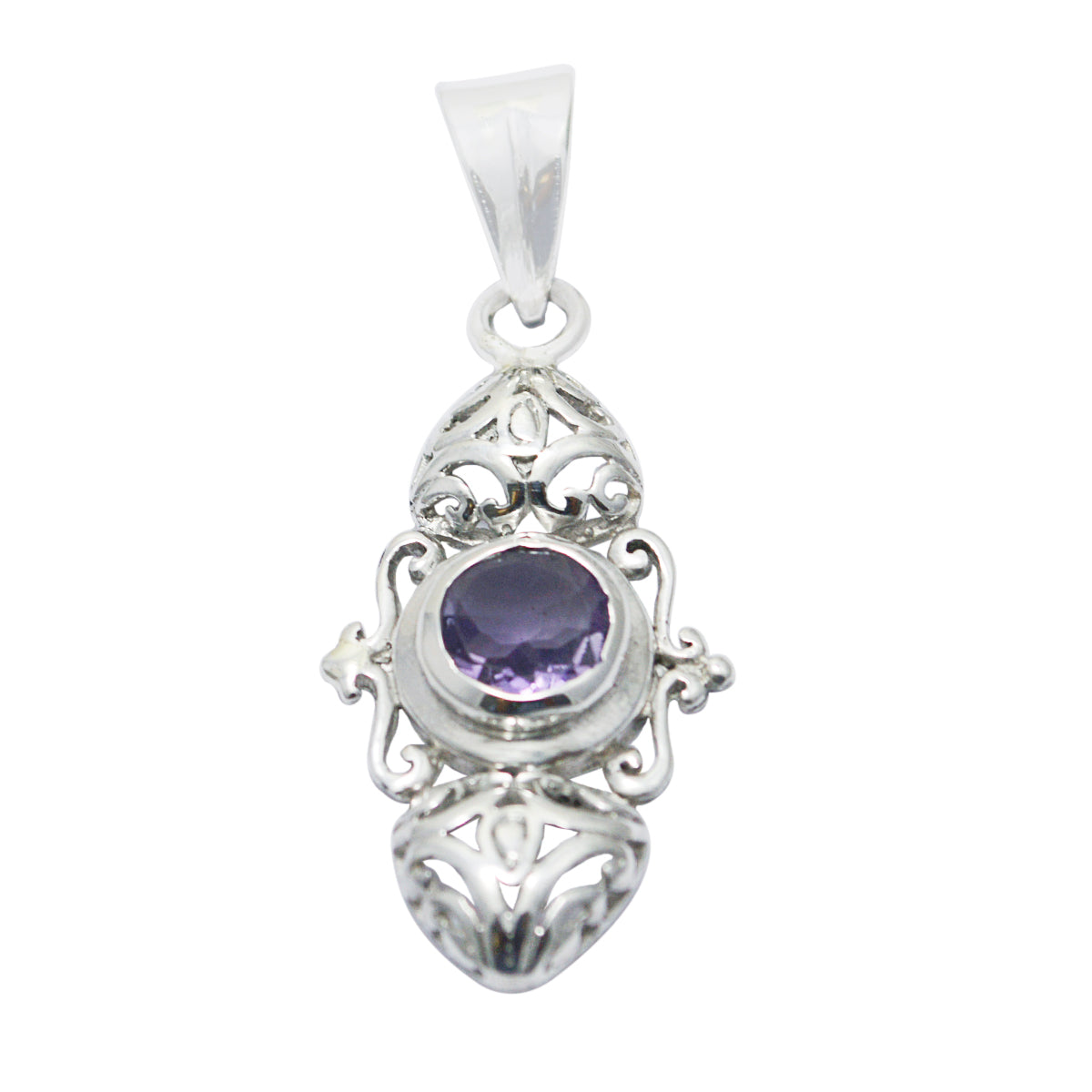 Isabel Purple Victorian Pendant in Silver - Elegant Design Amethyst Purple Purple