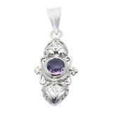 Isabel Purple Victorian Pendant in Silver - Elegant Design Amethyst Purple Purple