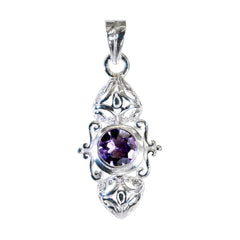 Isabel Purple Victorian Pendant in Silver - Elegant Design