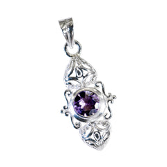 Isabel Purple Victorian Pendant in Silver - Elegant Design