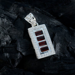 Bianca Red Abstract Pendant with Stylish Silver Frame