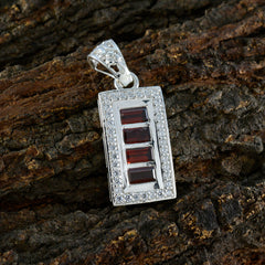 Bianca Red Abstract Pendant with Stylish Silver Frame
