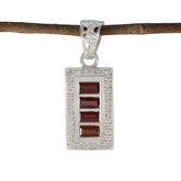 Bianca Red Abstract Pendant with Stylish Silver Frame Garnet Red Red