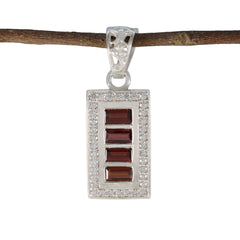 Bianca Red Abstract Pendant with Stylish Silver Frame Garnet Red Red
