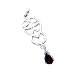 Aaliyah Red Abstract Pendant - Unique Silver Design