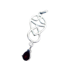 Aaliyah Red Abstract Pendant - Unique Silver Design