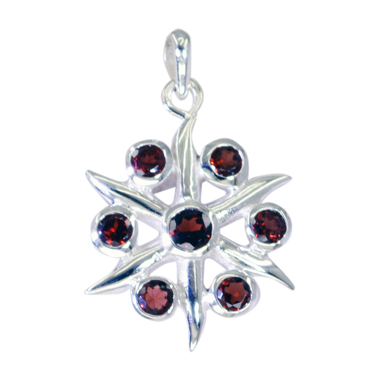 Mathilde Red Bubble Pendant Necklace in Silver Garnet Red Red