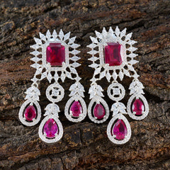 Ayesha Red Chunky Stud Earrings for a Bold Look