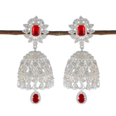 Araya Red Chunky Stud Earrings for Stylish Looks Ruby CZ Red Stud