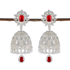 Araya Red Chunky Stud Earrings for Stylish Looks Ruby CZ Red Stud