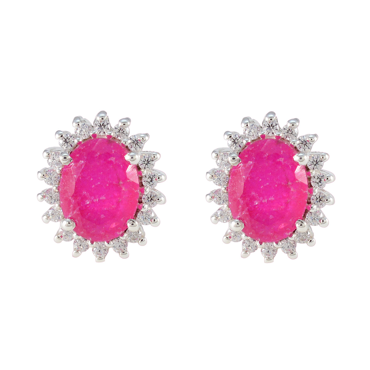 Natalia Red Dainty Stud Earrings with Gemstone Detail Indian Ruby Red Stud