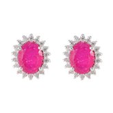Natalia Red Dainty Stud Earrings with Gemstone Detail Indian Ruby Red Stud