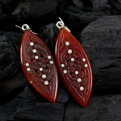 Liyana Red Dangle Earrings with Sparkling Stones