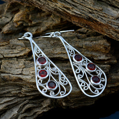 Teresa Red Dangle Earrings with Gemstone Detail