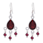 Elena Red Dangle Earrings for Stylish Everyday Wear Garnet Red Dangle