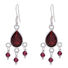 Elena Red Dangle Earrings for Stylish Everyday Wear Garnet Red Dangle