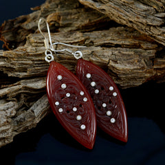 Liyana Red Dangle Earrings with Sparkling Stones