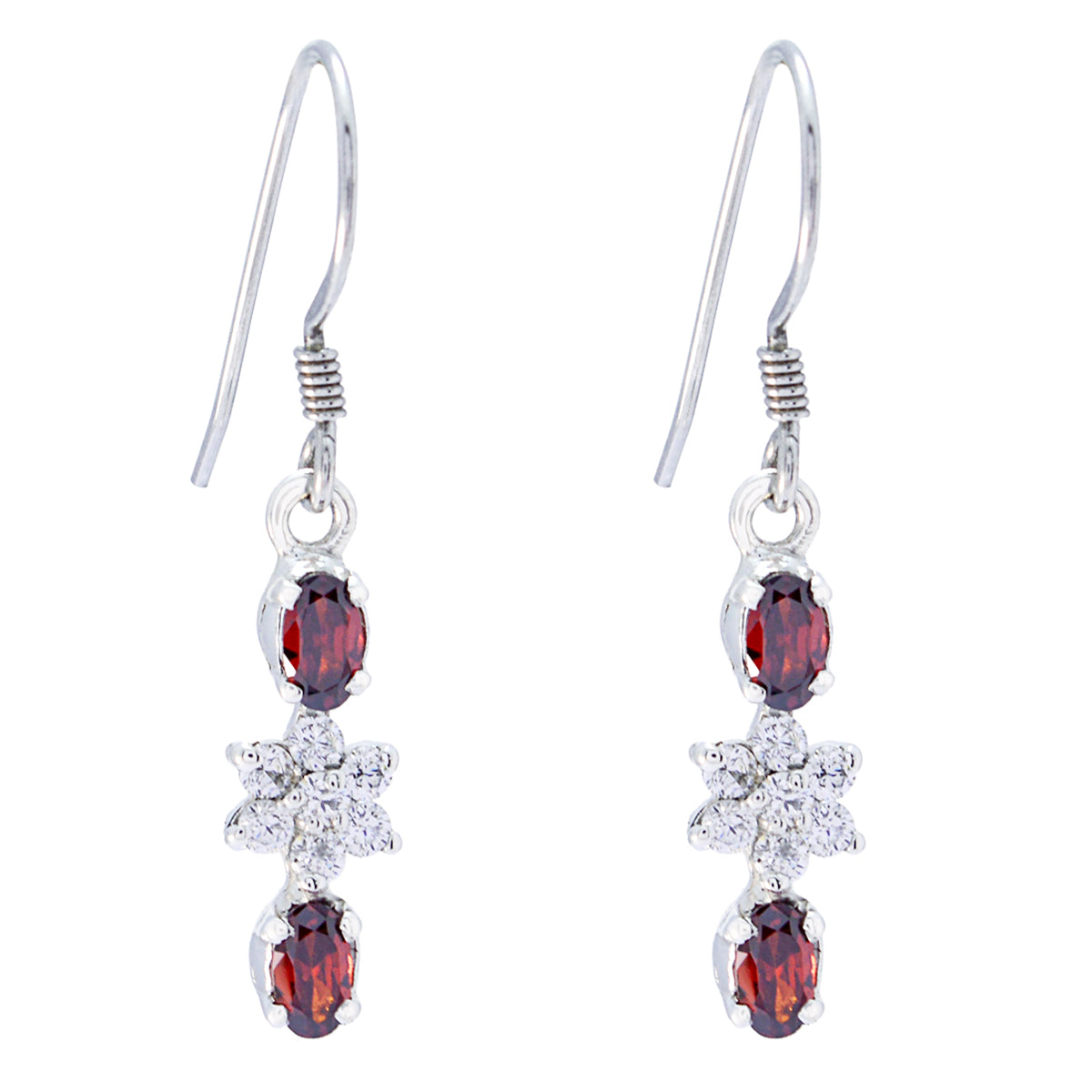 Andrea Red Dangle Earrings for Parties - Glam Up Your Look Garnet Red Dangle