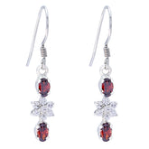 Andrea Red Dangle Earrings for Parties - Glam Up Your Look Garnet Red Dangle