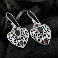 Florencia Red Dangle Earrings India - Stylish Heart Design