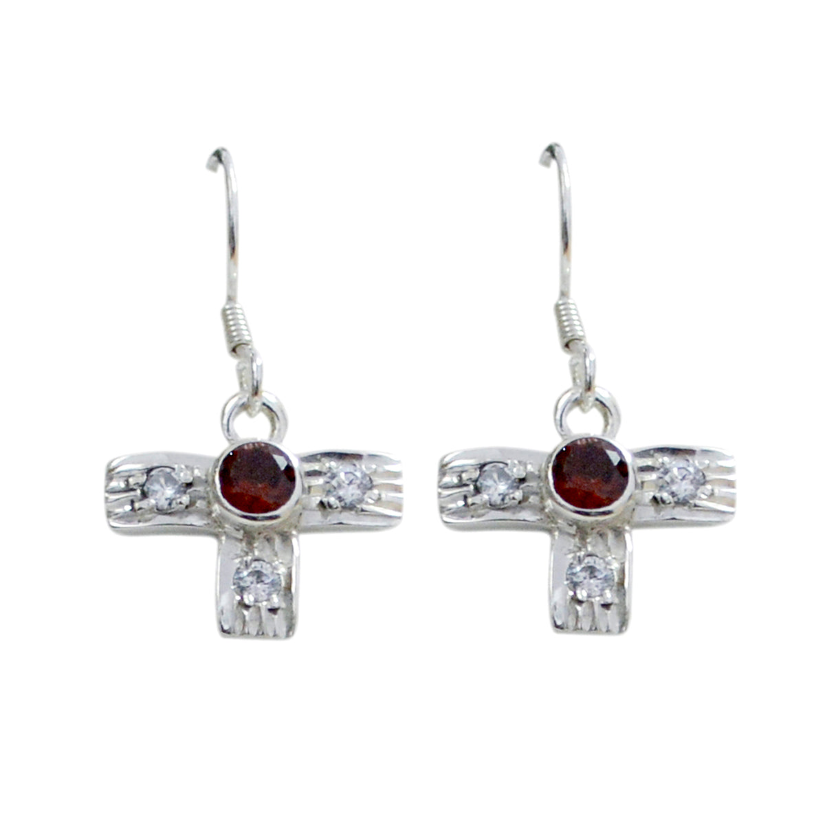Yuna Red Dangle Earrings India with Gemstone Accents Garnet Red Dangle