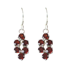 Rina Red Dangle Earrings India - Stylish Gemstone Jewelry Garnet Red Dangle
