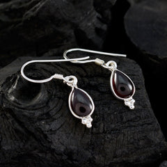 Joaquina Red Dangle Earrings with Silver Setting