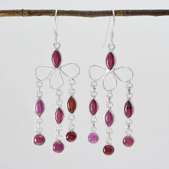 Natalia Red Dangle Earrings with Gemstone Accents
