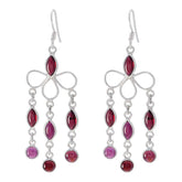 Natalia Red Dangle Earrings with Gemstone Accents Garnet Red Dangle