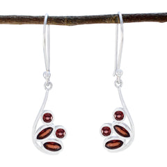 Yan Red Dangle Earrings in Silver for Every Occasion Garnet Red Dangle