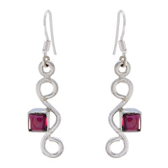 Alina Red Dangle Earrings for Stylish Vibes Garnet Red Dangle