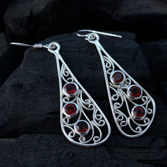 Teresa Red Dangle Earrings with Gemstone Detail