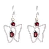 Olivia Red Dangle Earrings with Elegant Design Garnet Red Dangle