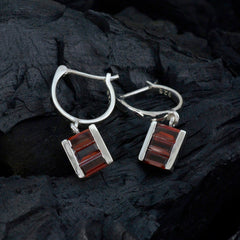 Eva Red Dangle Earrings in Gemstone Design