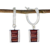 Eva Red Dangle Earrings in Gemstone Design Garnet Red Dangle