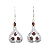 Ying Red Dangle Earrings with Sparkling Gemstones Garnet Red Dangle
