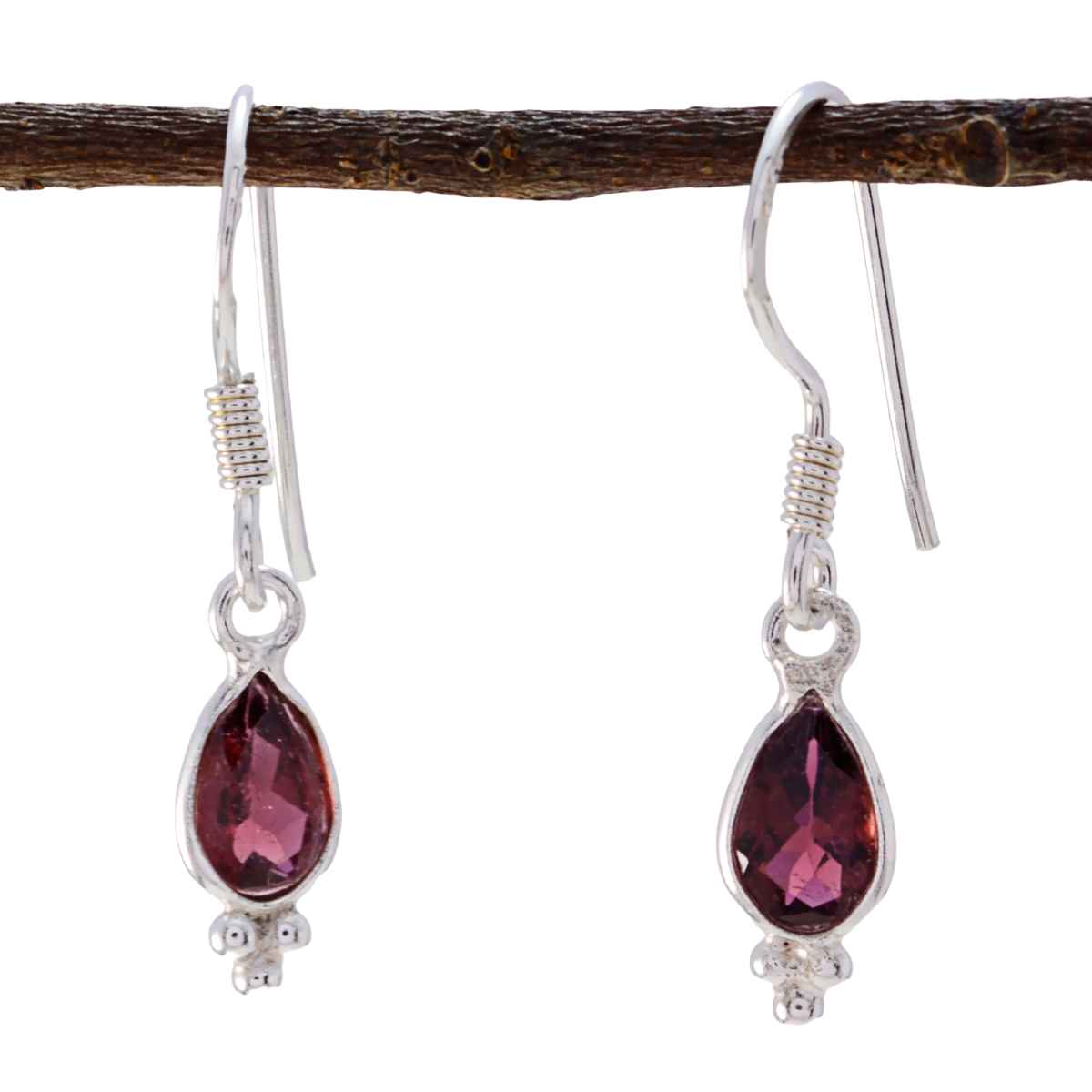 Julia Red Dangle Earrings with Gemstone Detail Garnet Red Dangle