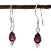 Julia Red Dangle Earrings with Gemstone Detail Garnet Red Dangle