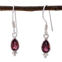 Julia Red Dangle Earrings with Gemstone Detail Garnet Red Dangle