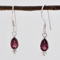 Julia Red Dangle Earrings with Gemstone Detail