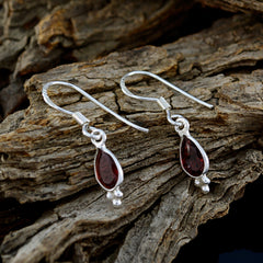Julia Red Dangle Earrings with Gemstone Detail