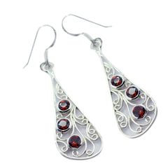 Seo-yeon Red Dangle Earrings with Stylish Silver Design