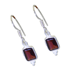 Eleanor Red Dangle Earrings with Silver Design