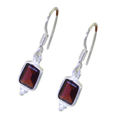 Eleanor Red Dangle Earrings with Silver Design
