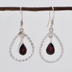 Isabelle Red Dangle Earrings with Gemstone Drop