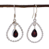 Isabelle Red Dangle Earrings with Gemstone Drop Garnet Red Dangle