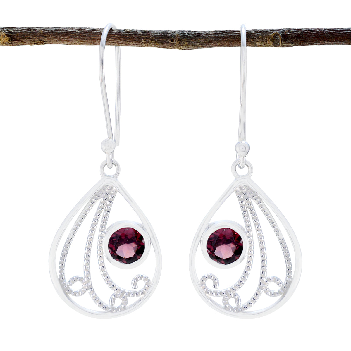 Yasmine Red Dangle Earrings with Glamorous Gemstones Garnet Red Dangle