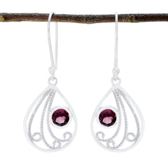 Yasmine Red Dangle Earrings with Glamorous Gemstones Garnet Red Dangle